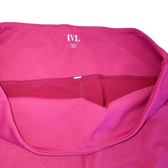 IVL Collective Go Power Sport Raspberry Glitter High Rise Cropped Leggings Sz 14 - Picture 8 of 11